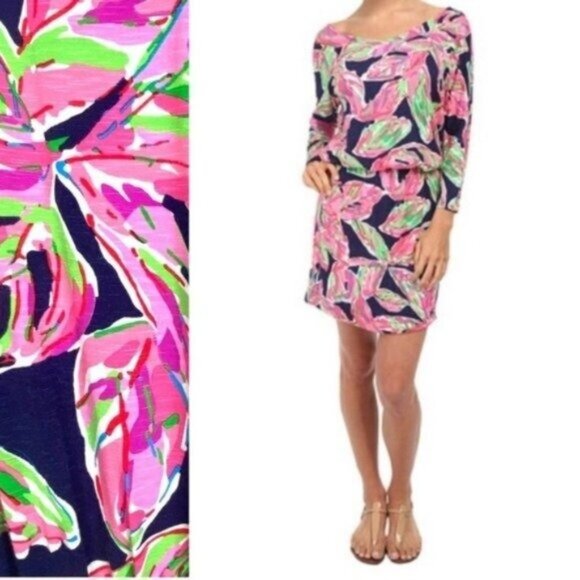 Lilly Pulitzer Cara Dolman Mini Dress Pink Blue - Picture 6 of 6